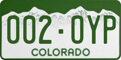 CO license plate 002OYP