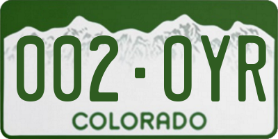 CO license plate 002OYR
