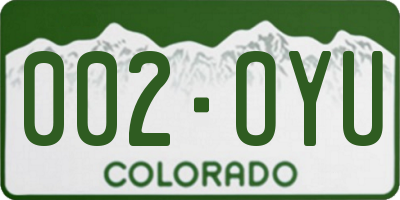 CO license plate 002OYU
