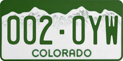 CO license plate 002OYW