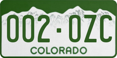 CO license plate 002OZC