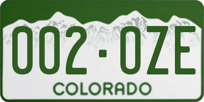 CO license plate 002OZE