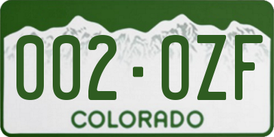 CO license plate 002OZF