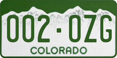 CO license plate 002OZG