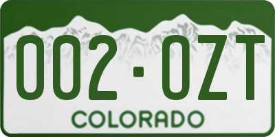 CO license plate 002OZT