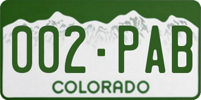 CO license plate 002PAB