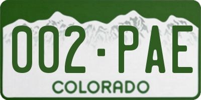 CO license plate 002PAE