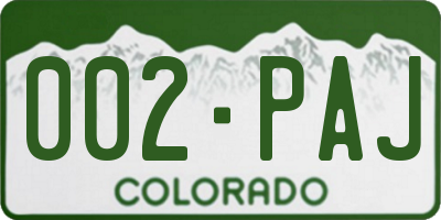 CO license plate 002PAJ