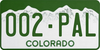 CO license plate 002PAL