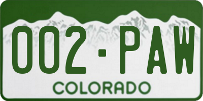 CO license plate 002PAW