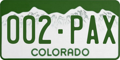 CO license plate 002PAX