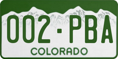CO license plate 002PBA