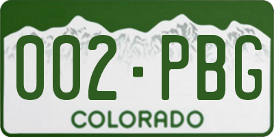 CO license plate 002PBG