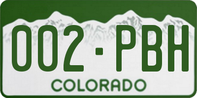 CO license plate 002PBH
