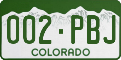 CO license plate 002PBJ
