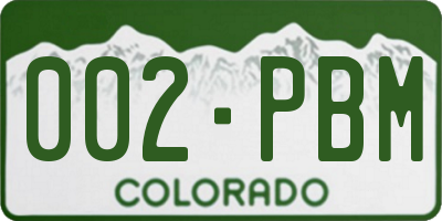 CO license plate 002PBM