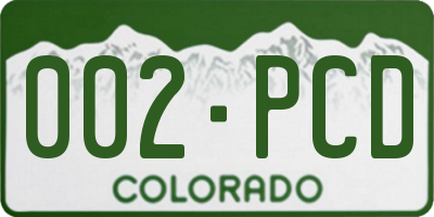 CO license plate 002PCD