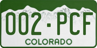 CO license plate 002PCF