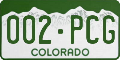 CO license plate 002PCG