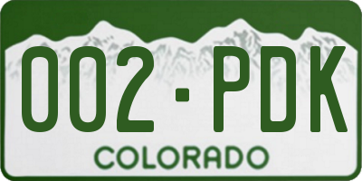 CO license plate 002PDK