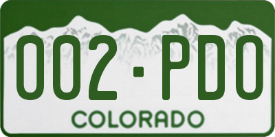 CO license plate 002PDO