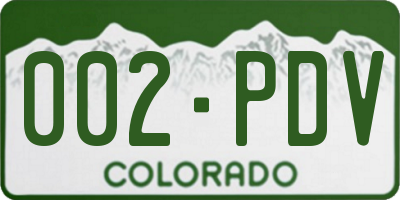 CO license plate 002PDV