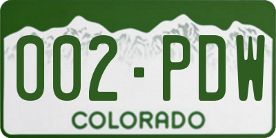 CO license plate 002PDW