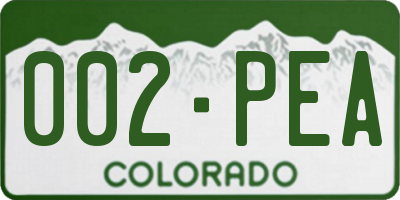 CO license plate 002PEA
