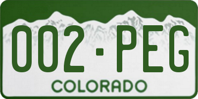 CO license plate 002PEG