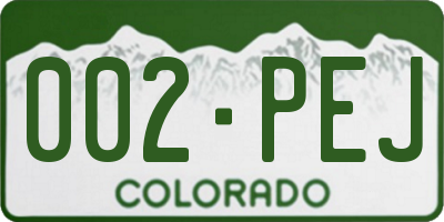 CO license plate 002PEJ