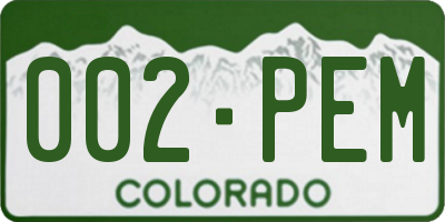 CO license plate 002PEM