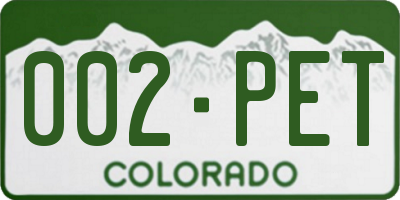 CO license plate 002PET