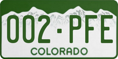 CO license plate 002PFE
