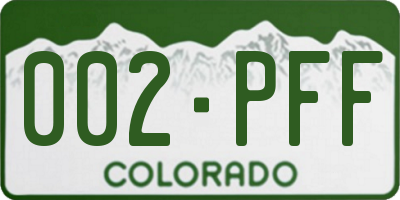 CO license plate 002PFF