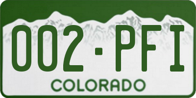 CO license plate 002PFI