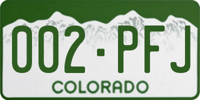 CO license plate 002PFJ