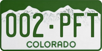 CO license plate 002PFT