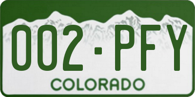CO license plate 002PFY
