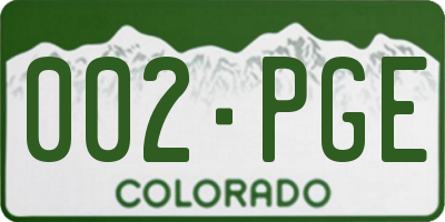 CO license plate 002PGE
