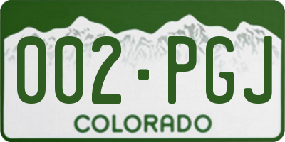 CO license plate 002PGJ