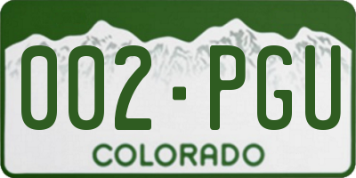 CO license plate 002PGU