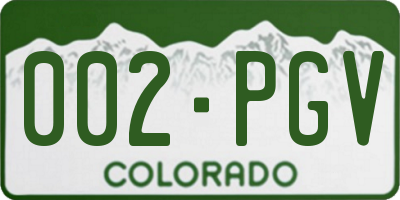 CO license plate 002PGV