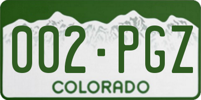 CO license plate 002PGZ