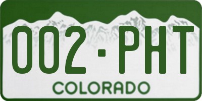 CO license plate 002PHT
