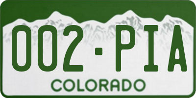 CO license plate 002PIA
