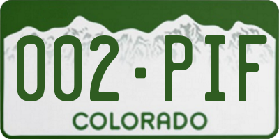 CO license plate 002PIF