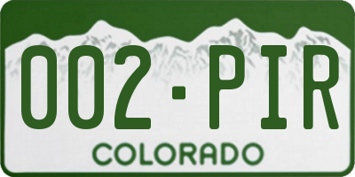 CO license plate 002PIR