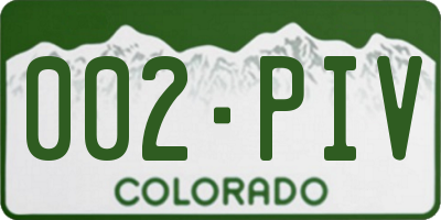 CO license plate 002PIV
