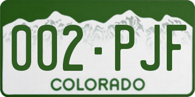 CO license plate 002PJF