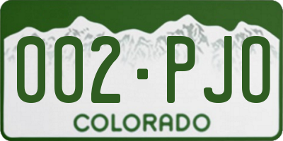CO license plate 002PJO